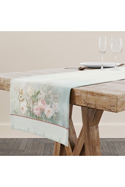 Lenjerii Deosebite Τραβέρσα 40x150cm 100% Βαμβάκι με λουλούδια και λαγουδάκια...