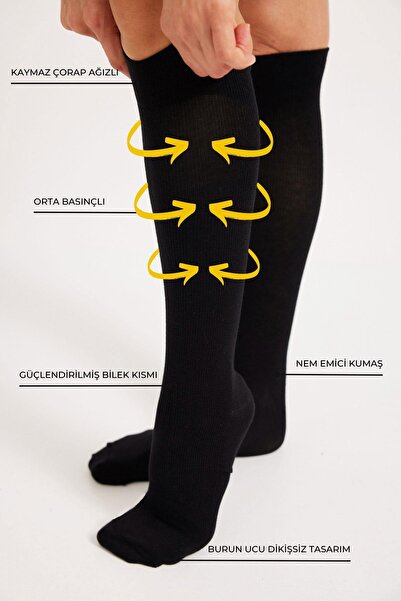 BONY SOCKS Kompresijske čarape do kolena CRNE