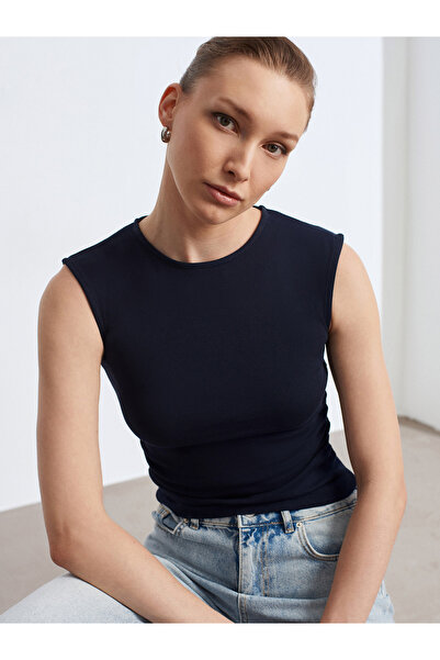 Dilvin 21054 Naborano Osnovni T-shirt -K.Navi Blue