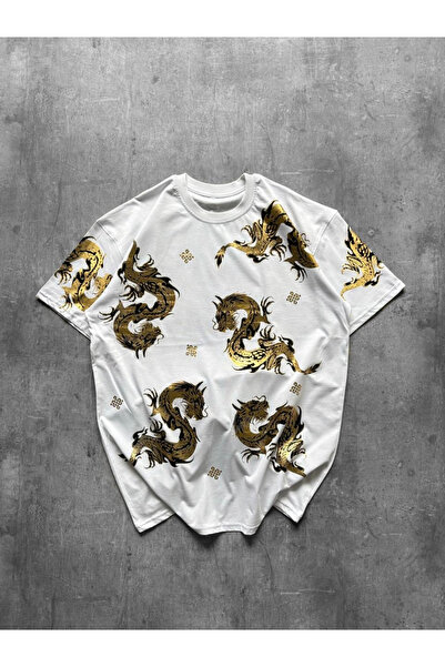 LUİS BUTİK Oversize Unisex Tshirt Beyaz