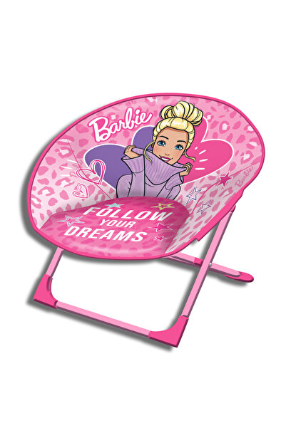Barbie كرسي القمر للأطفال "اتبع أحلامك" - كرسي قابل للطي مبطن على شكل صحن للأ...