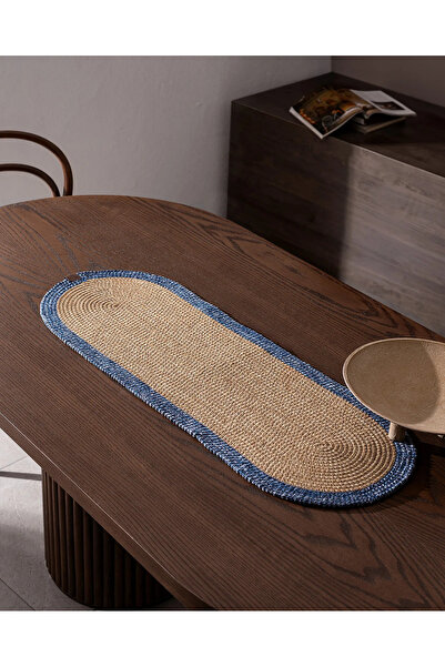 Halımax Alice Jute Straw-Textured Oval Table Runner Reversible Washable Place...