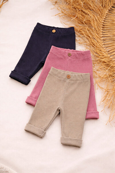 HK HOPKİDS Baby Girl and Child Leggings Set of 3 Cotton Flexible Daily Underwear