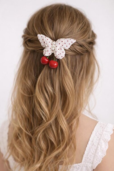Tokacınız Cherry Detailed Bowknot Hair Clip