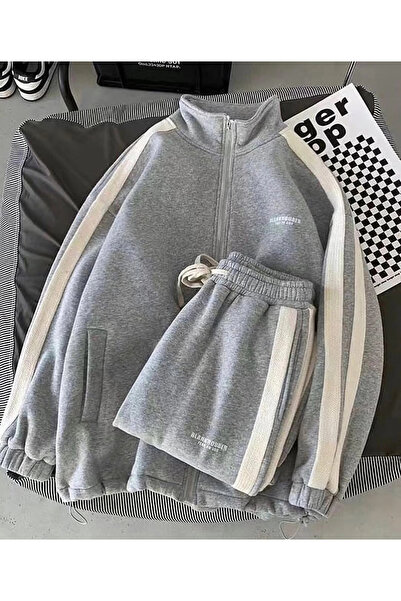 LUİS BUTİK Blank Unisex Eşofman Takım Gri