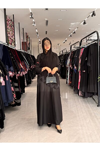 dar laha abaya D 856 Abaya - Blazer Fabric with Embellishment - Black