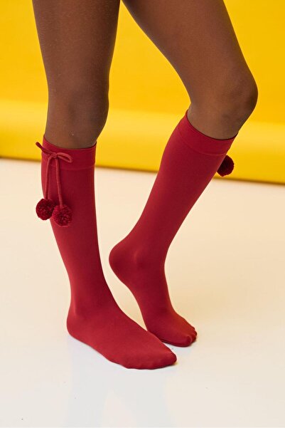 Katia&Bony Claret Red Κοριτσίστικες Κάλτσες Γόνατου - Με Αξεσουάρ