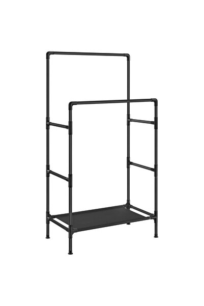 SONGMICS Metal Clothes Rack with 2 Bars and Storage Shelf, 83x45x157 cm, Black