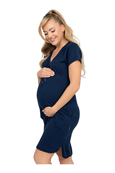 Formommy Camasa alaptat, Mona, Din bumbac, Cu capse pe mijloc, Masura XXL, Navy