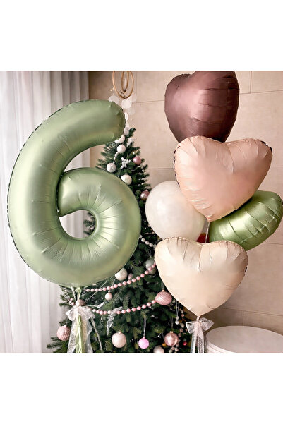 Partifabrik Sage Green 6-Year-Old 5-Piece Foil Balloon Set