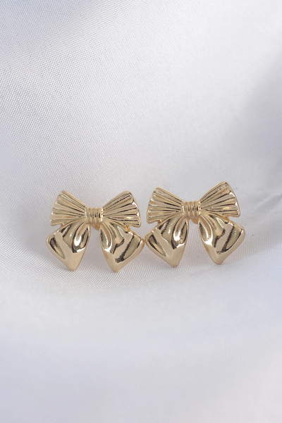 online kapsulavm avm alışveriş Brass Gold Color Bow Earrings