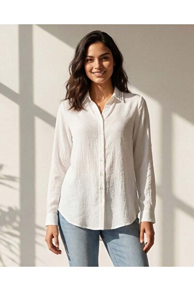 REDTAG Women White Collared Casual Blouse