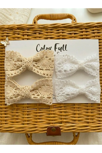 COLORFULLCLİPS Pamuk Dantel Klips 4'lü Set