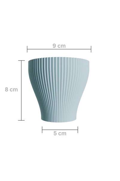 Vervo.ro pentru minți curioase Ghiveci Decorativ Cozy Waves Pentru Interior, Cu Farfurie, Albastru deschis, Diametru 9 cm