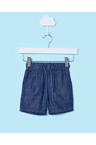 REDTAG شورتات أطفال أولاد زرقاء من قماش الشامبراي سهلة الارتداء