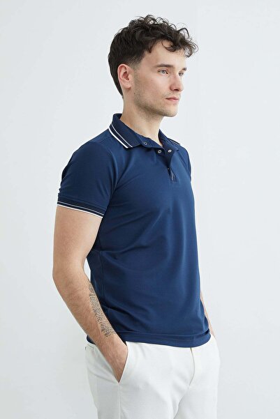 Fulla Moda Με ριμπ Μπλουζάκι με γιακά πόλο και μισό κούμπωμα