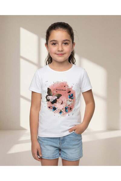 REDTAG Girls White Printed T-Shirt