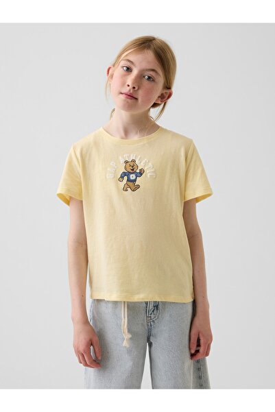 GAP Kız Çocuk Sarı Grafik Baskılı T-Shirt