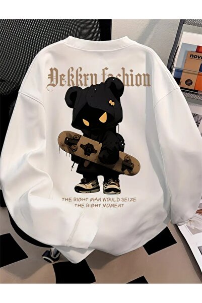 ELAN WEAR Unisex Black Printed Hoodie Sweatshirt 2-Thread Oversize Cut Plus S...