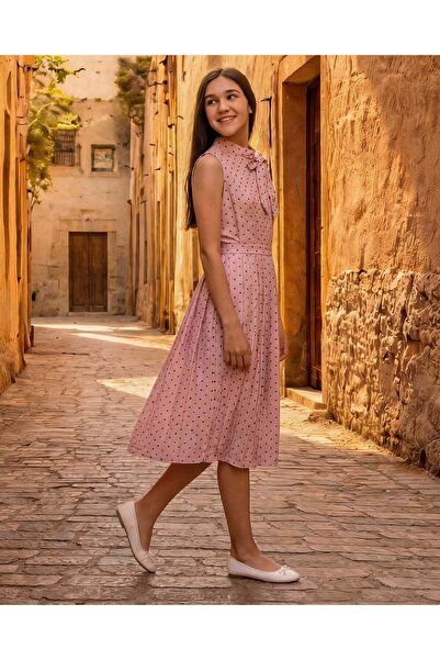 REDTAG فستان منقط وردي اللون للبنات الكبيرات