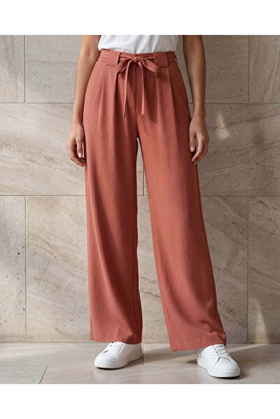 REDTAG Women Rust Wide Leg Casual Trousers