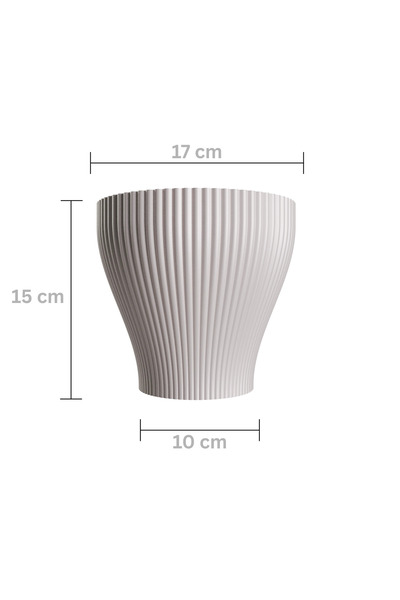 Vervo.ro pentru minți curioase Ghiveci Decorativ Cozy Waves Pentru Interior, Cu Farfurie, Bej, Diametru 17 cm