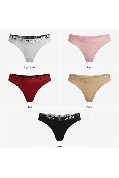 NoNameStore7 Set of thong panties with logo - 5 pairs, Multicolor