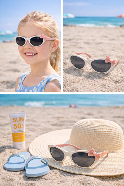 Optic Master Children's Sunglasses Bow Detail Cat Eye Model 5235 White