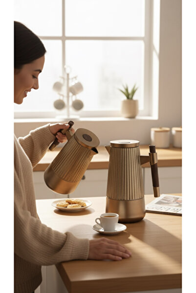 saif Mian Titanium Matte Dark Wood Thermos Set by Al Saif Company