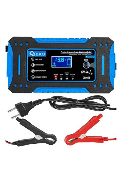 GEKO Φορτιστής Μπαταρίας Smart Με Μικροεπεξεργαστή Και Οθόνη LCD 12V 6A Για Μ...