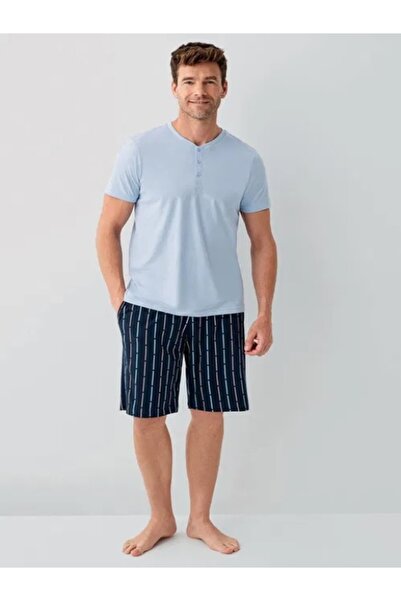 Latelier Midumi Arnetta Men'S, Blue Striped , Short Sleeve, Pipe Leg, Pockete...