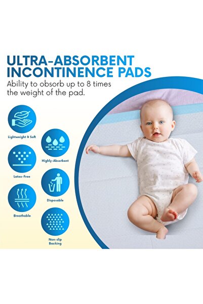 TELAL AL SHIFA Disposable Baby Changing Pad Liners - 40 Pack, 60x60 cm Super Soft.