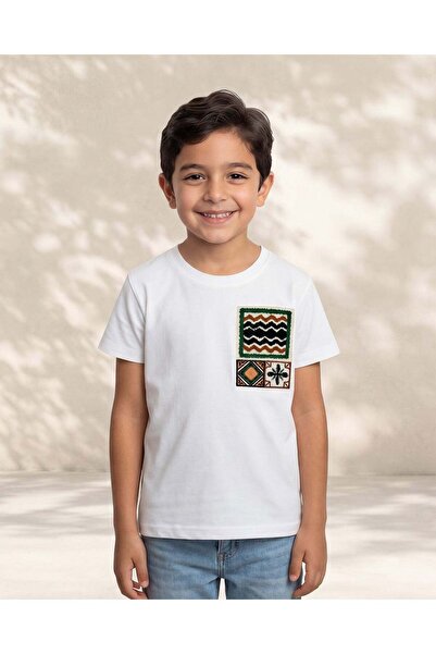 REDTAG Boys White Pocket Embroidered T Shirt