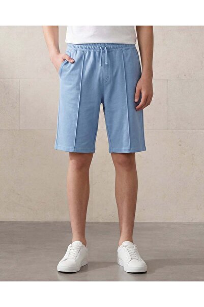 REDTAG شورت رياضي أزرق من قماش إنترلوك للأولاد الكبار