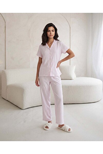 REDTAG طقم بيجاما نسائي أبيض سادة من قطعتين