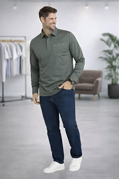 BayBayan Men's Interlock Fabric Basic Casual Shirt Collar Sweater