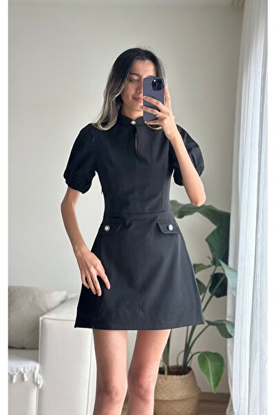 MODA Siyah Cep Detaylı Elbise