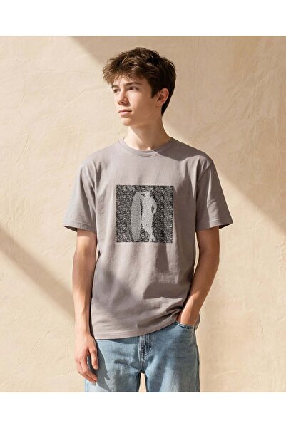 REDTAG Senior Boys Grey Printed T-Shirt