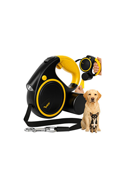 Purlov Автоматична прибираща се каишка, дължина 5 м, вграден фенер, за кучета...