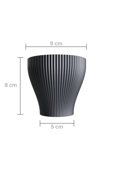 Vervo.ro pentru minți curioase Ghiveci Decorativ Cozy Waves Pentru Interior, Cu Farfurie, Argintiu antichizat, Diametru 9 cm