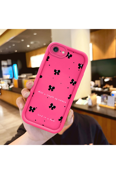 Hontinga iPhone 8 Compatible Small Bowknot Silicone Shockproof Rose Red Phone...