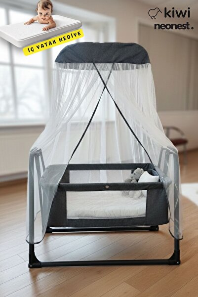 Kiwi Neonest Anne Yanı Cibinlikli Ve Tenteli, Sallanır. Keten , Portatif Sepe...