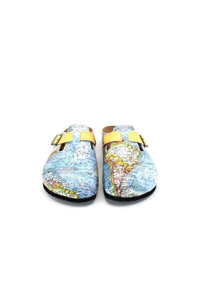 Mundos Women's Vegan Leather Blue Slipper - World Atlas Model - Wcal3483