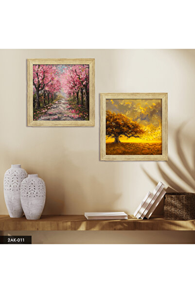 Evinemoda Dvodelna slika u drvenom okviru sa temom drveta