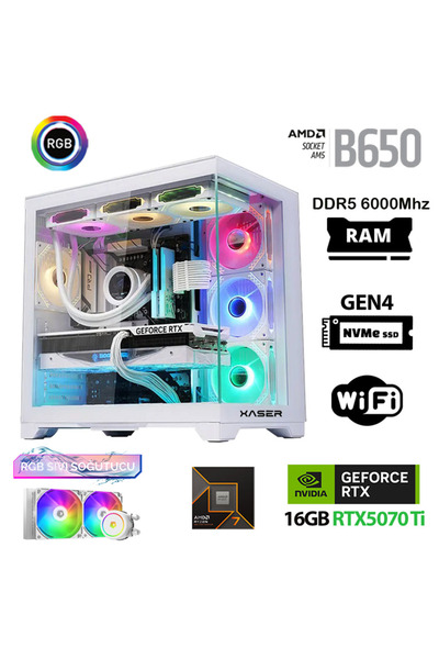 XASER Velox x130 Ryzen 7 9800X3D 32GB DDR5 Ram 1TB M.2 NVMe SSD 16GB RTX5070T...