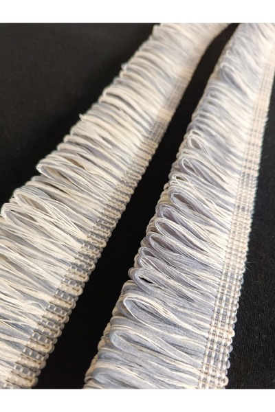 ULUPAMİR أبيض رمادي خام قطن مهدّب سجاد وسادة ممسحة بحواف بشرّابات شريط 1 متر