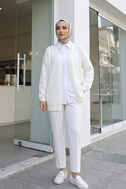 MODAQU Openwork Cardigan - White