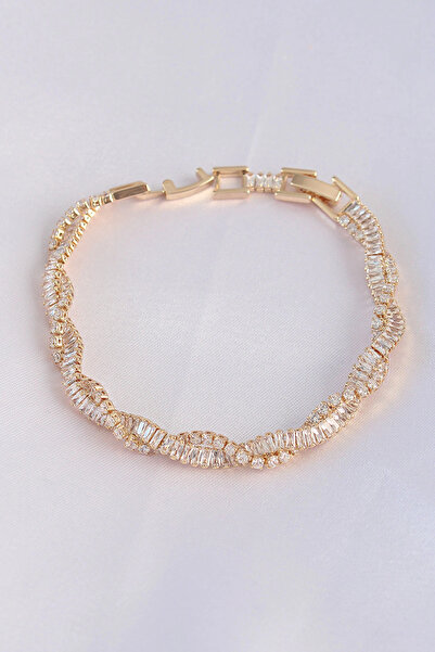 Clariss Vip Series Brass Zircon Stone Gold Color Spiral Model Bracelet
