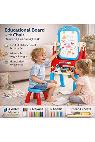 LEAN 5в1 Образователна дъска с многофункционални аксесоари за столове, синя