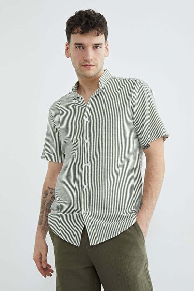 Fulla Moda Prugasto Lan Majica sa kratkim rukavima